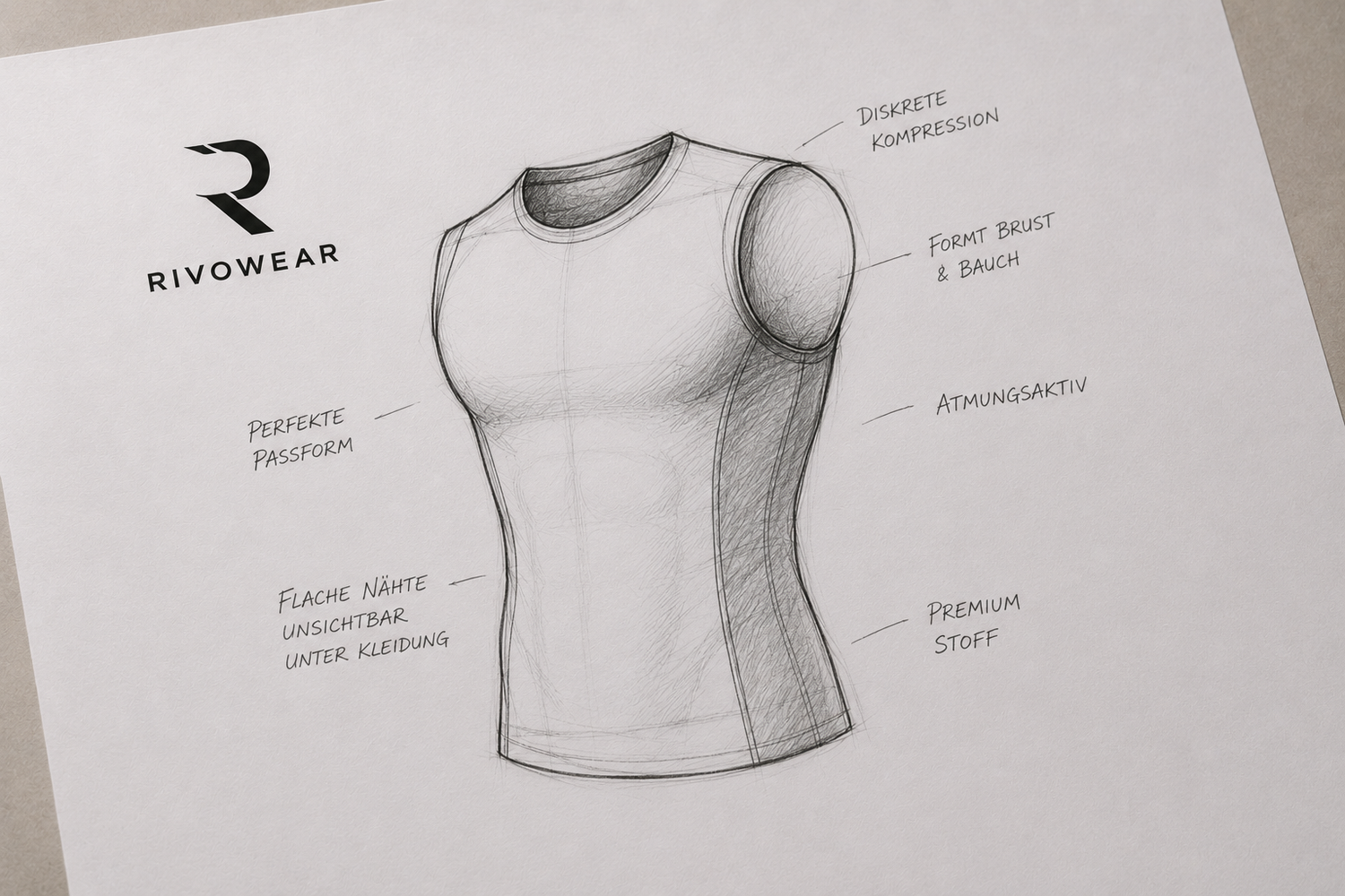 Entwicklung eines Compression Unterhemds für Herren mit Unterstützung von Brust, Bauch und Rückenbereich